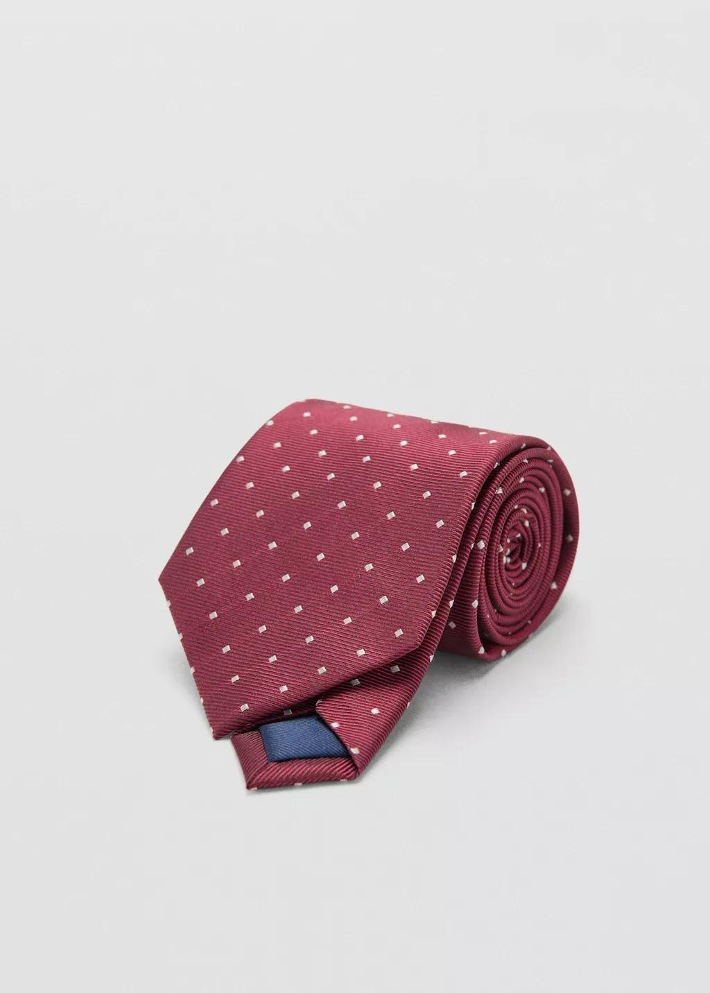 DARK RED Polka-dot silk tie, Dark Red, medium