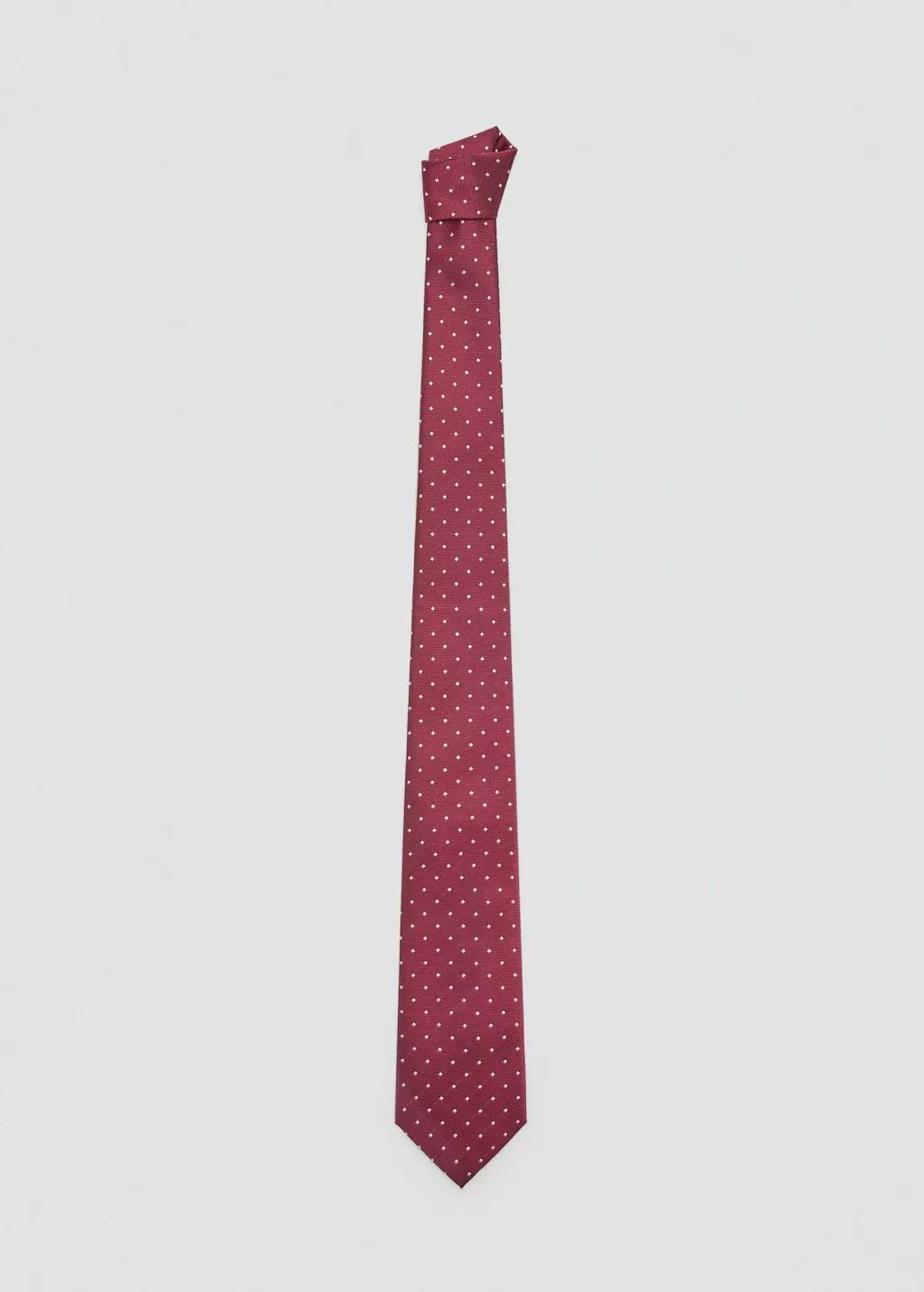 Red Polka-Dot Silk Tie, Dark Red, medium