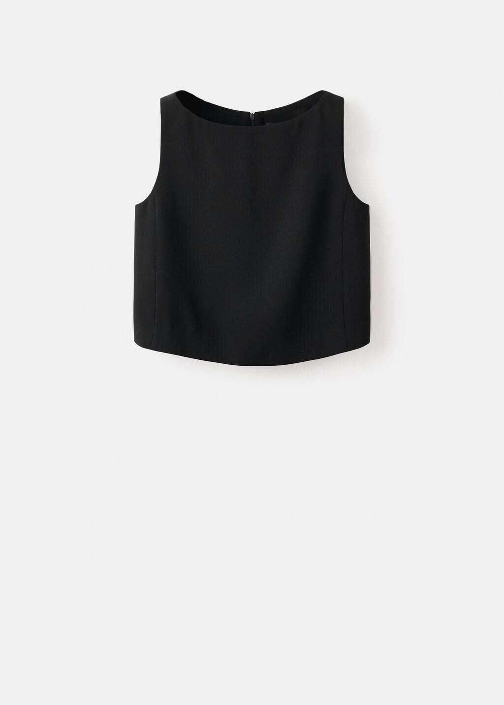Black Cropped Suit Waistcoat, Black, large image number 8