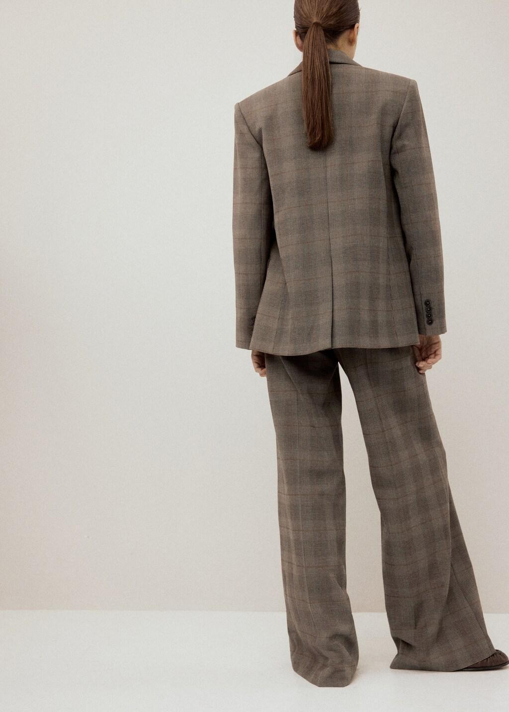 Brown Wool-Blend Check Trousers, Brown, large image number 2