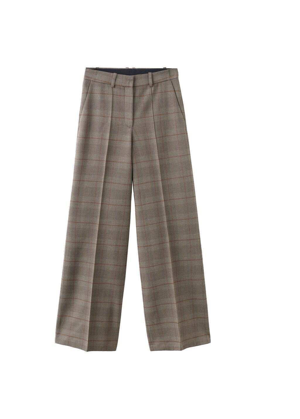Brown Wool-Blend Check Trousers, Brown, large image number 5