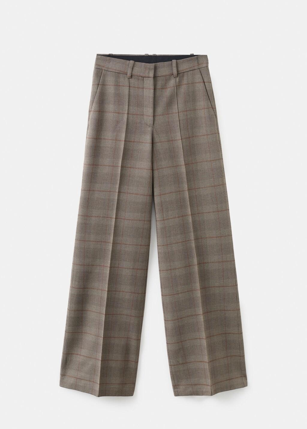 Brown Wool-Blend Check Trousers, Brown, large image number 6