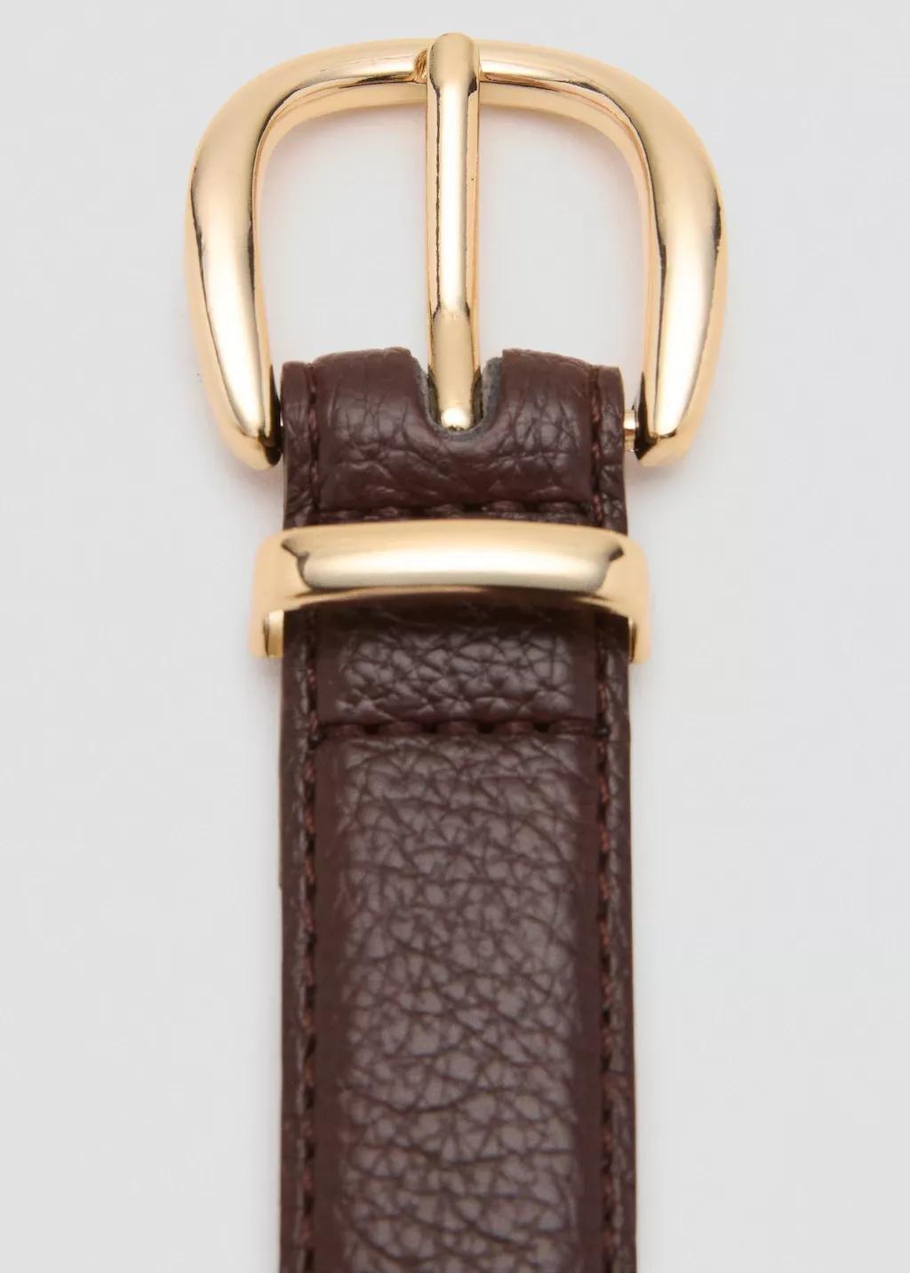 Brown Oval Buckle Belt, Dark Brown, large image number 0
