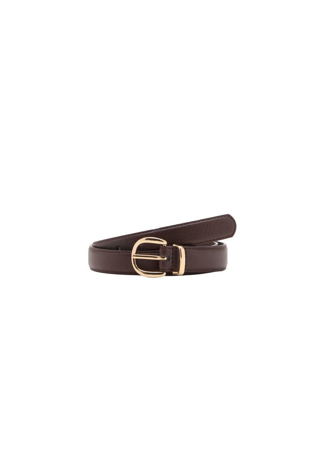 Brown Oval Buckle Belt, Dark Brown, large image number 2