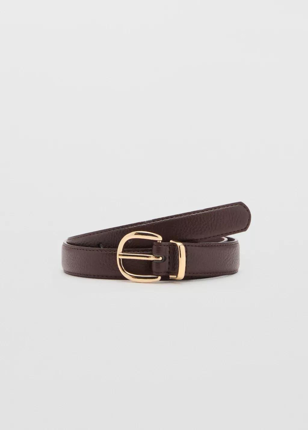 Brown Oval Buckle Belt, Dark Brown, large image number 3