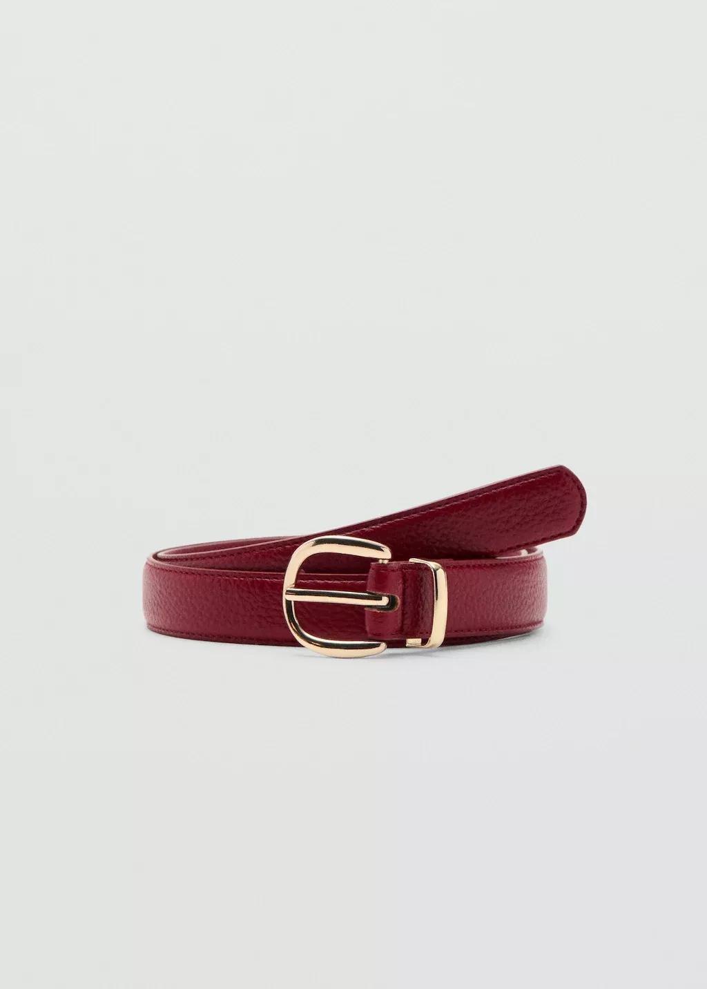 Red Oval Buckle Belt, Red, large image number 3