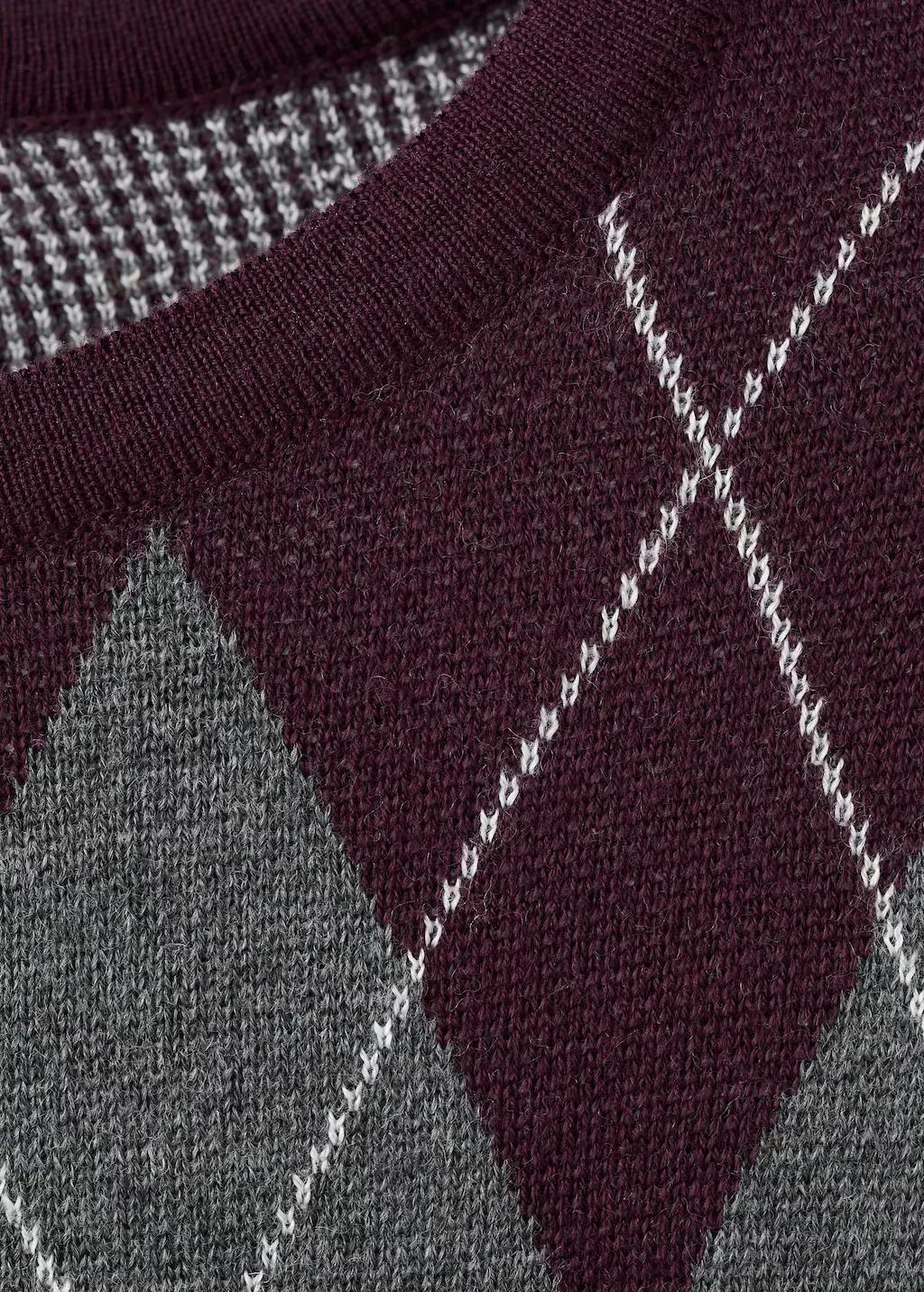 Grey Argyle Knit Sweater, Medium Grey, medium