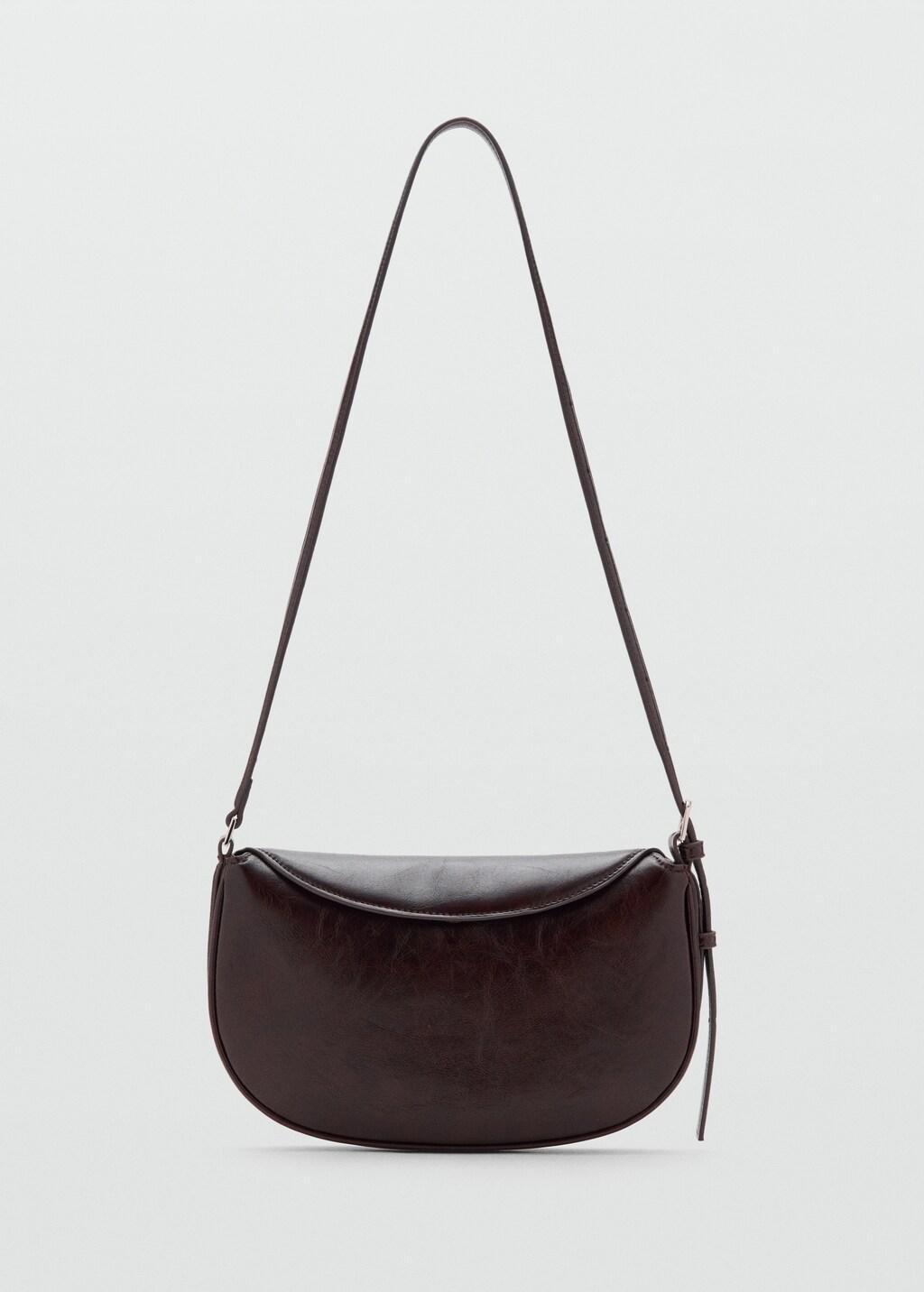 Brown Oval Shoulder Bag With Flap, Dark Brown, large image number 3