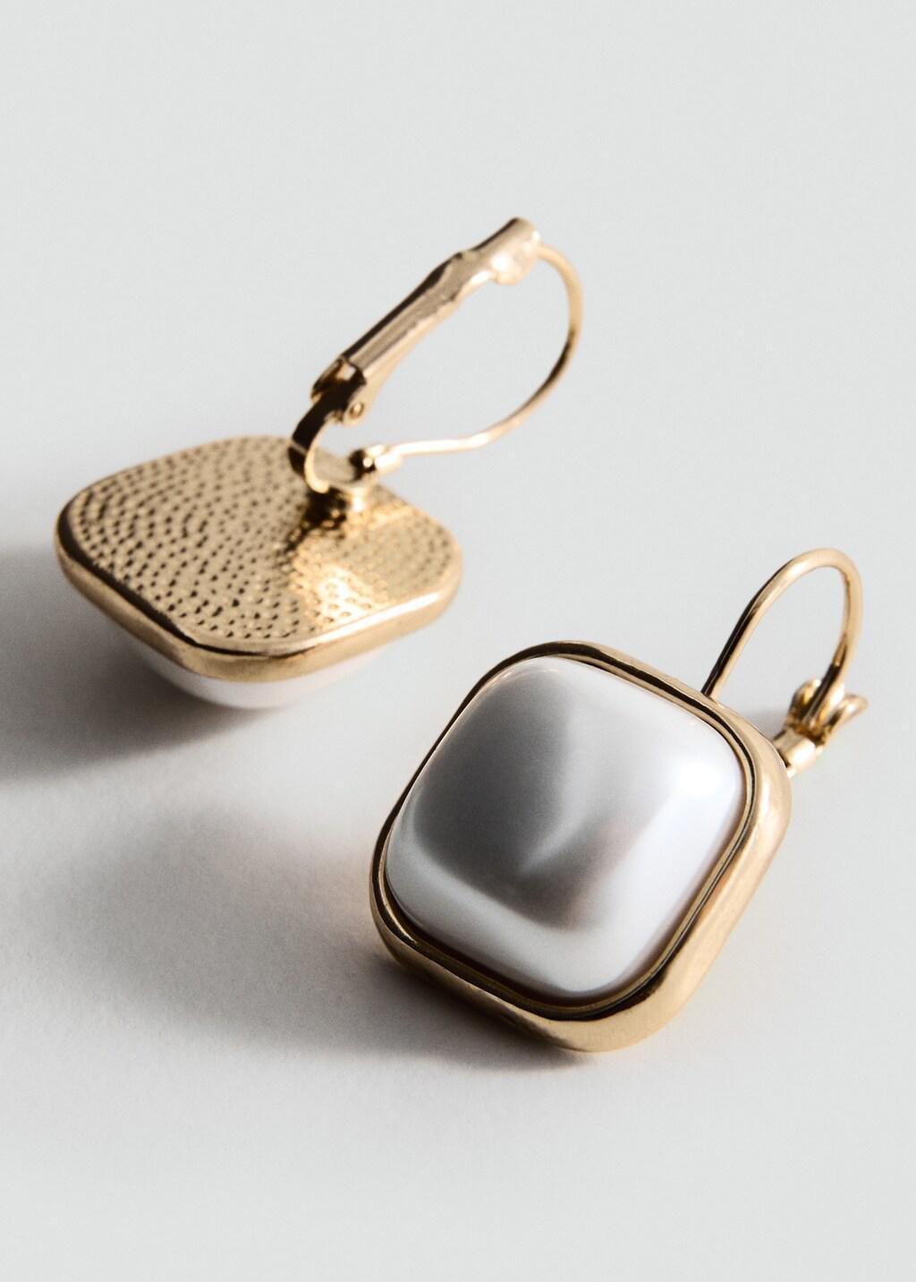 White Square Resin Earrings, 0201_01, medium
