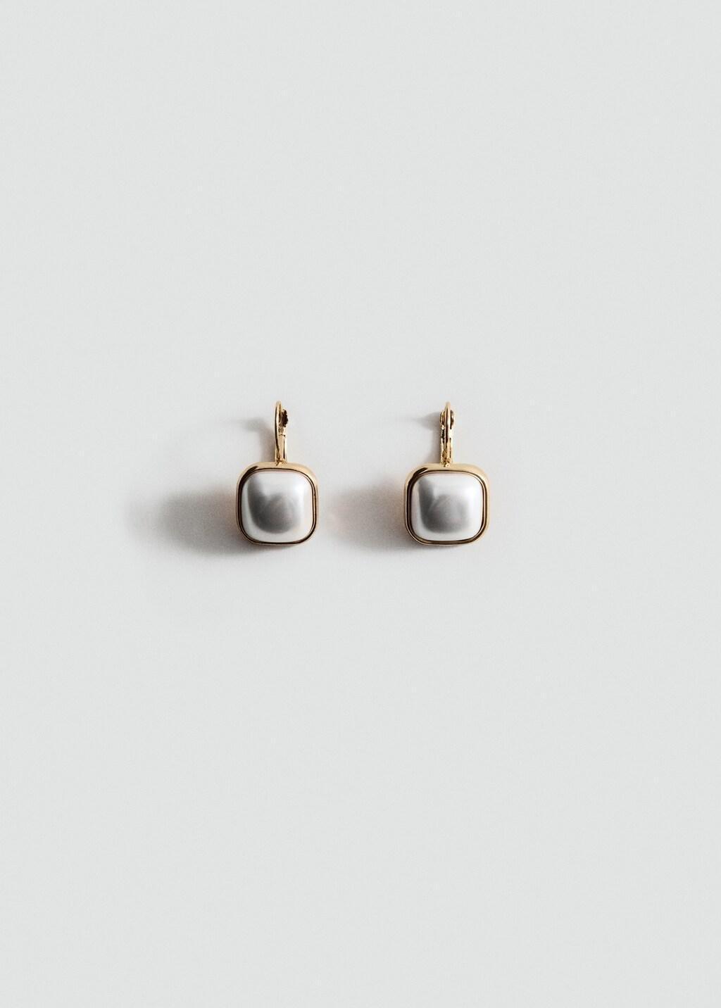 White Square Resin Earrings, 0201_01, large image number 2