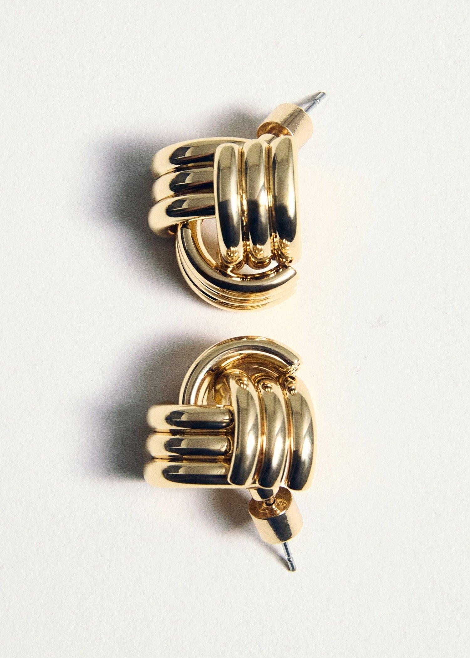 Gold Intertwined Knot Earrings, Gold, large image number 4