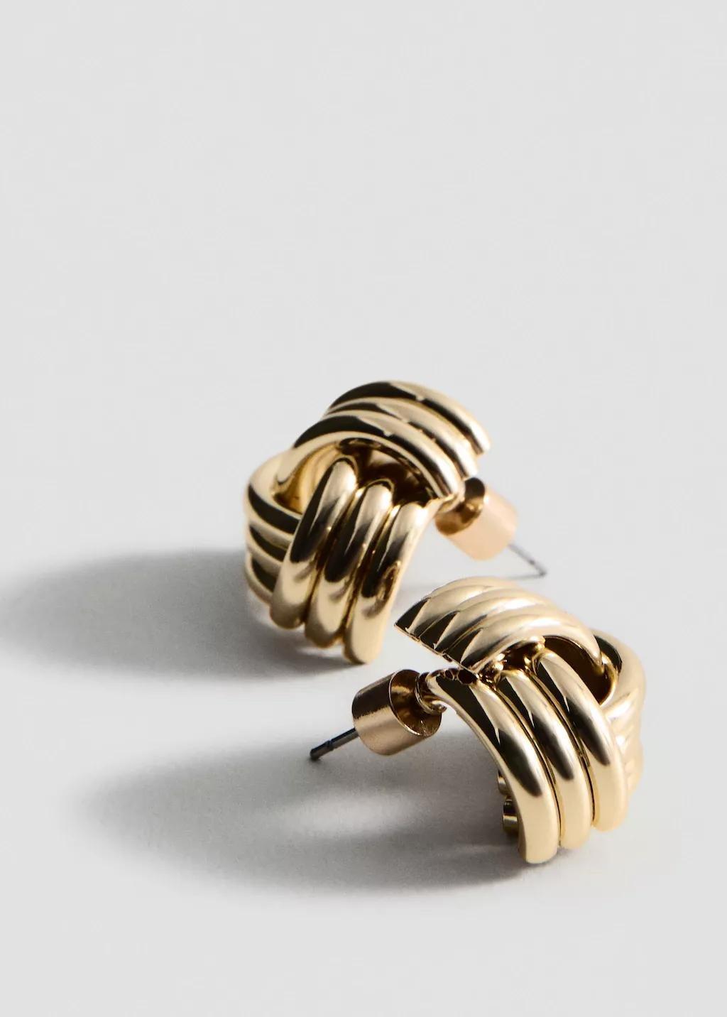 Gold Intertwined Knot Earrings, Gold, large image number 5