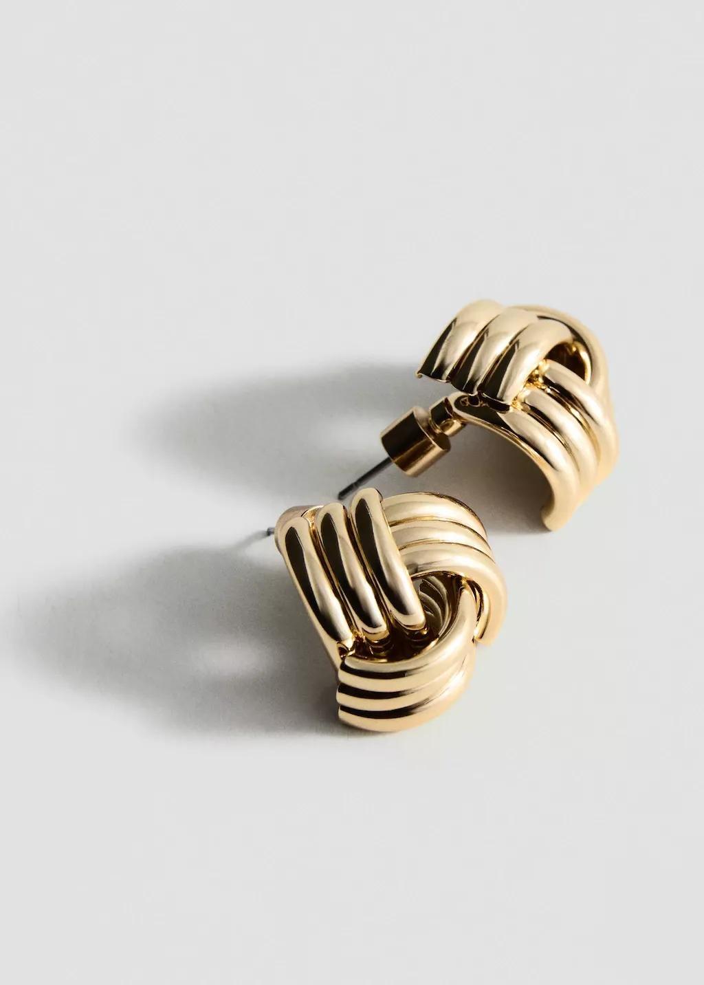 Gold Intertwined Knot Earrings, Gold, large image number 6