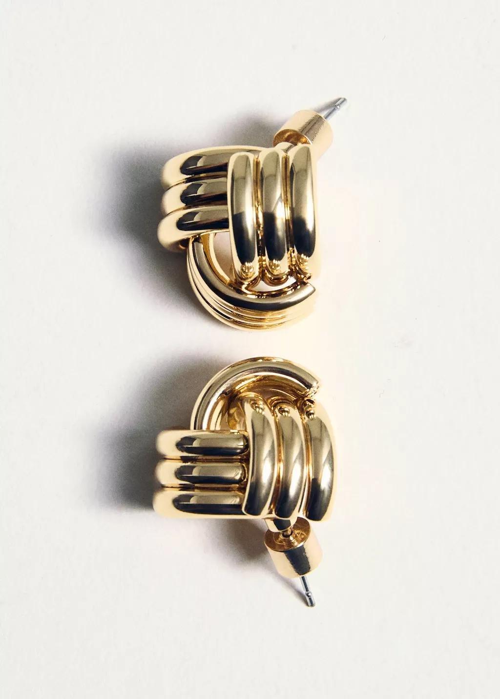 Gold Intertwined Knot Earrings, Gold, large image number 7