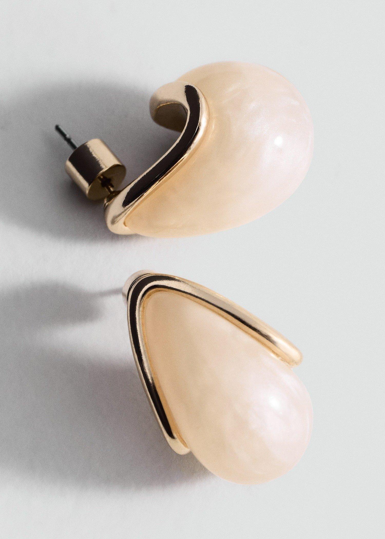 Beige Resin Drop Earrings, 0201_08, medium
