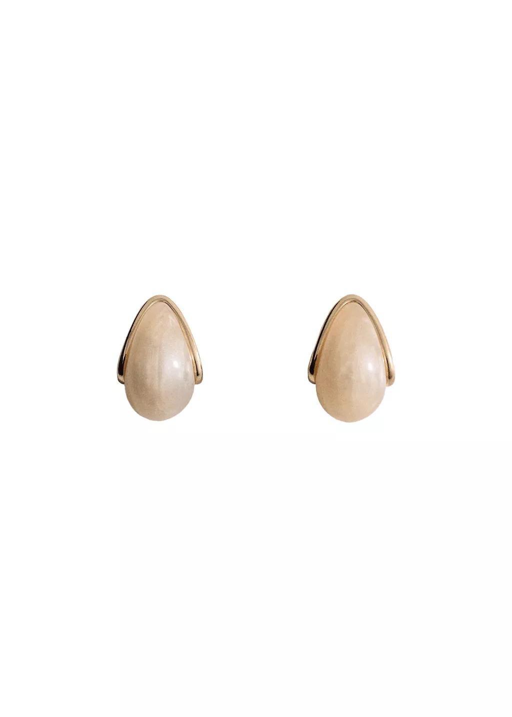 Beige Resin Drop Earrings, 0201_08, large image number 3