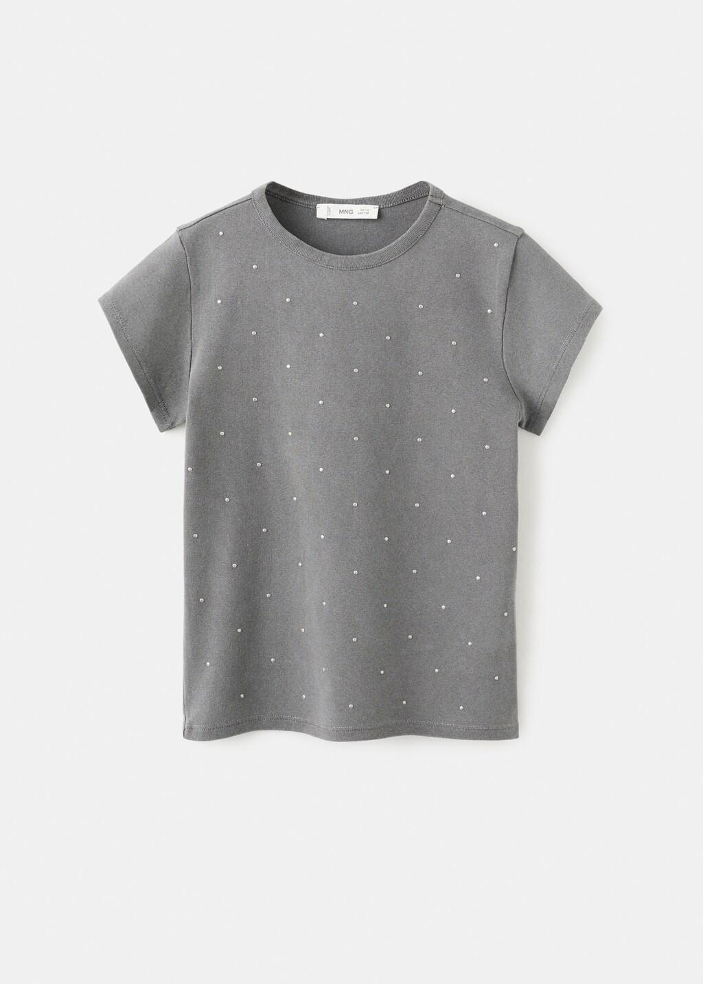 Grey Sparkly Rhinestone T-Shirt, Kids Girls, Charcoal, medium
