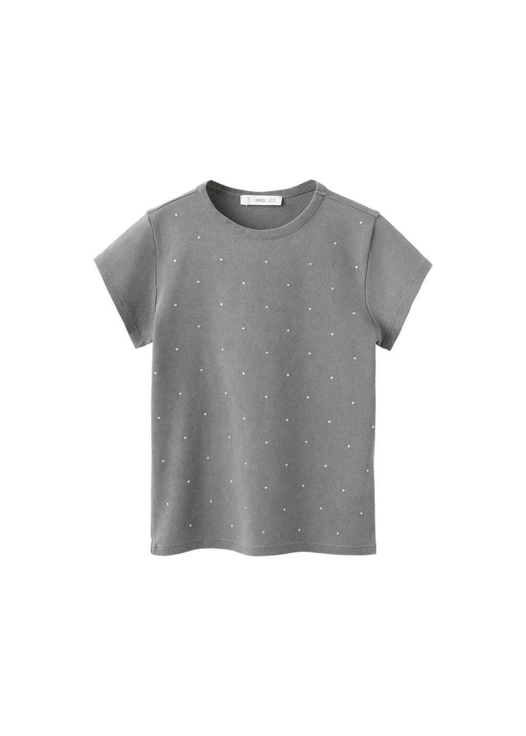 Grey Sparkly Rhinestone T-Shirt, Kids Girls, Charcoal, large image number 5