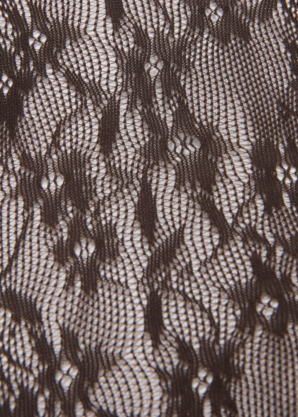 Brown Floral Lace Stockings, Dark Brown, medium