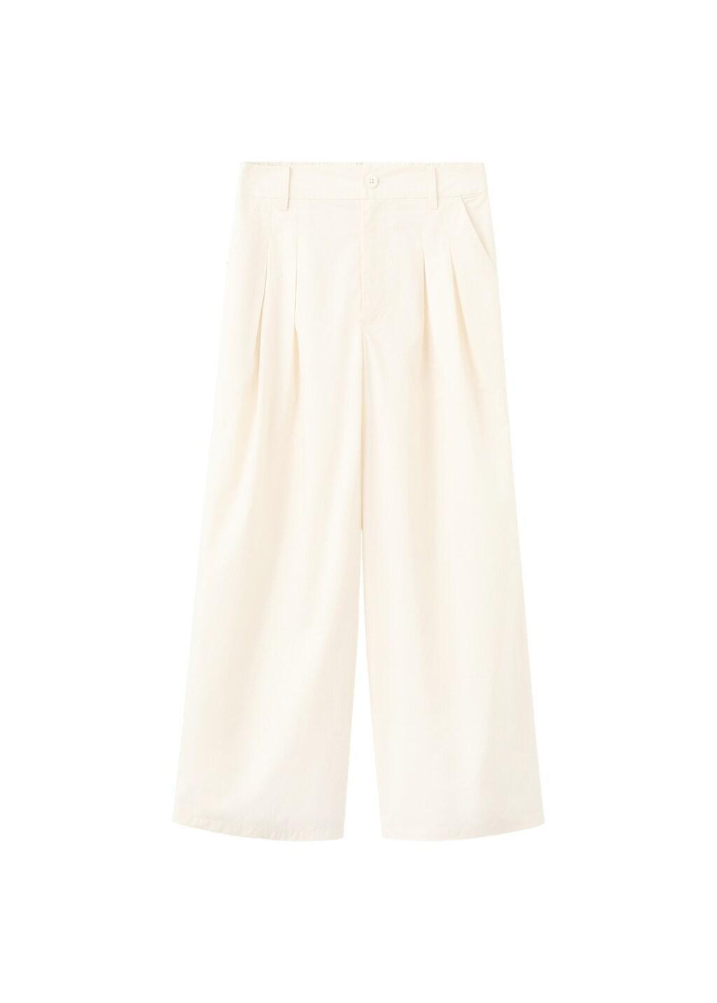 Yellow Wide Leg Cropped Trousers With Darts, Yellow, large image number 6