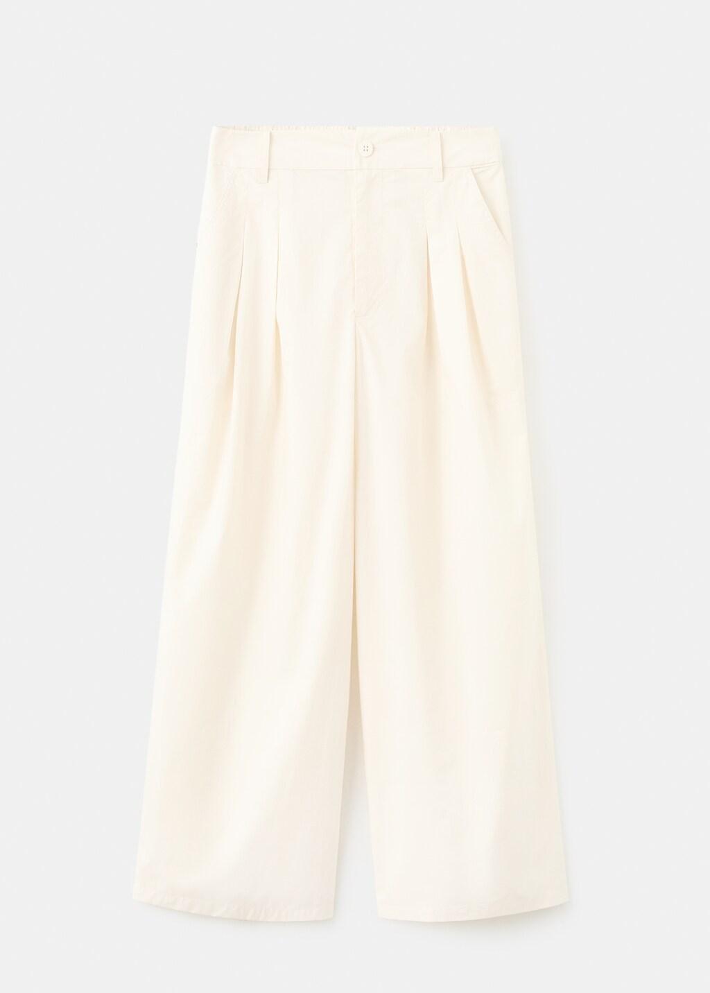 Yellow Wide Leg Cropped Trousers With Darts, Yellow, large image number 7