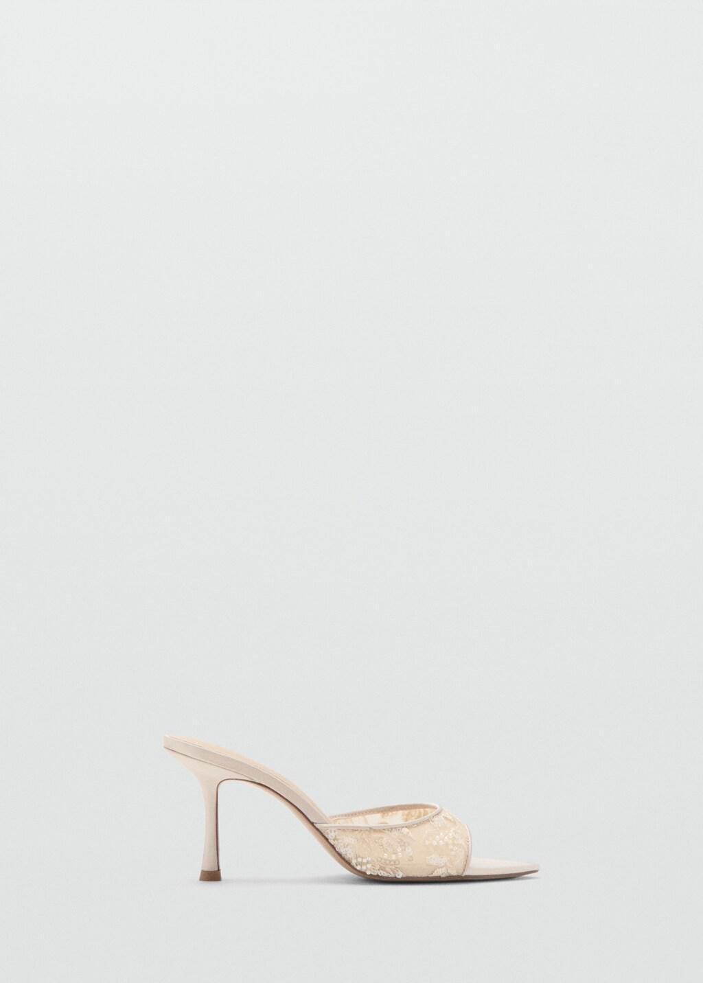 Pink Lace Heeled Sandals, Light-Pastel Pink, large image number 3