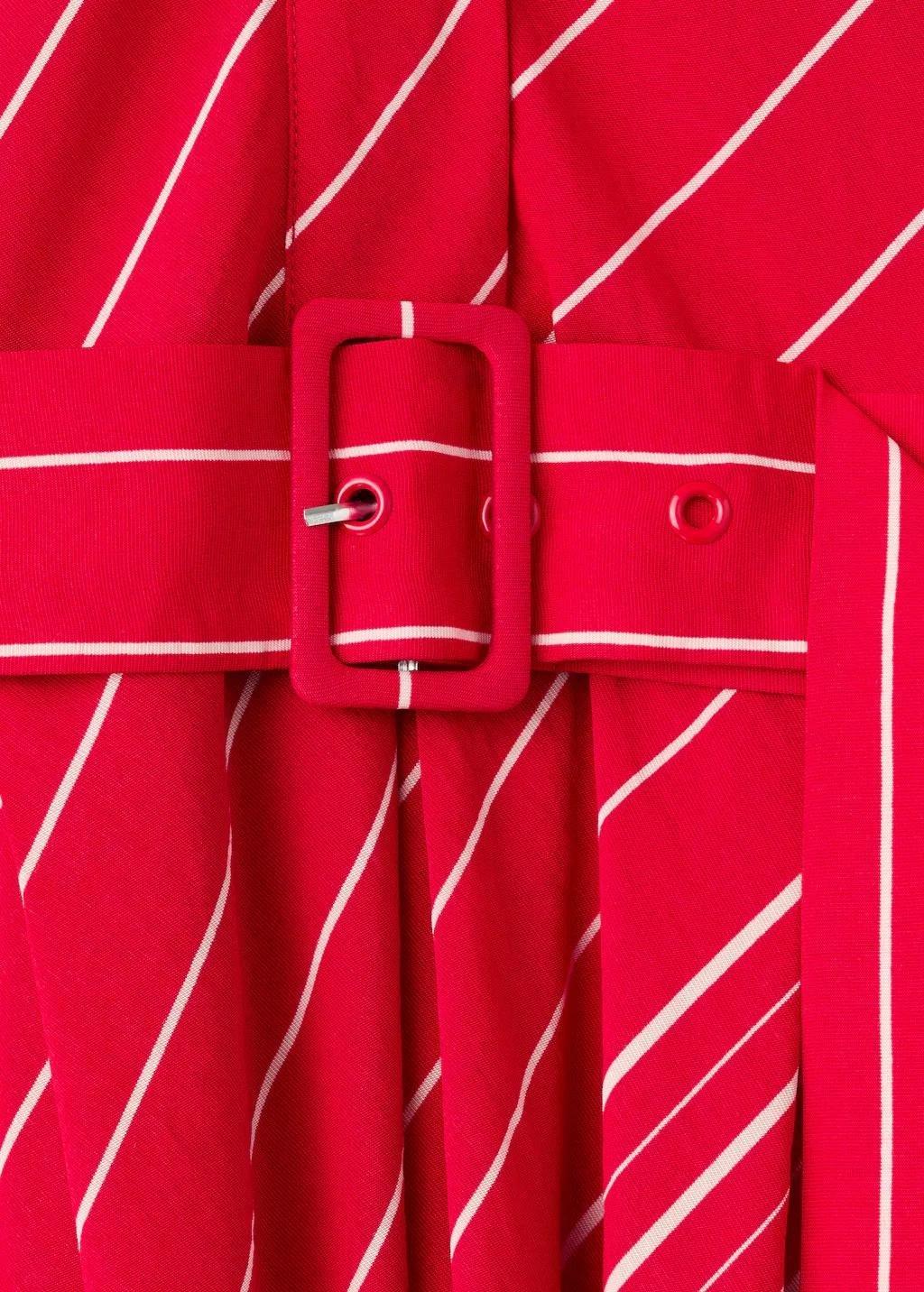 Red Belted Striped Shirt Dress, 0201_70, large image number 5