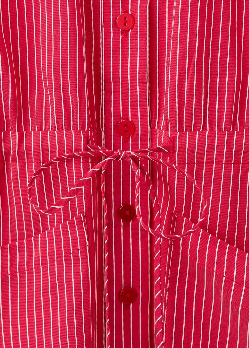 Red Striped Shirt Dress, Red, large image number 1