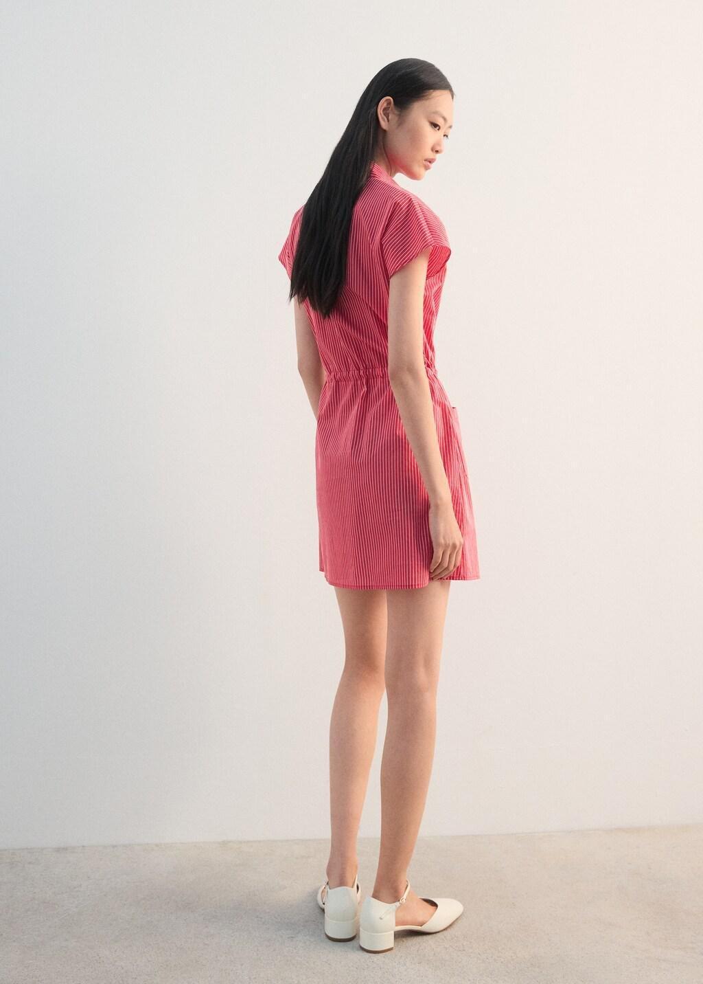 Red Striped Shirt Dress, Red, large image number 2