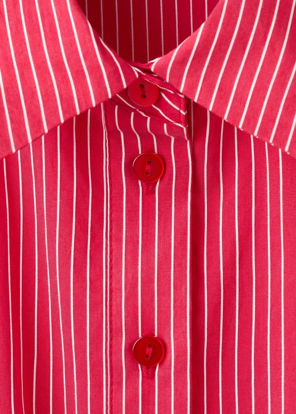 Red Striped Shirt Dress, Red, large image number 4