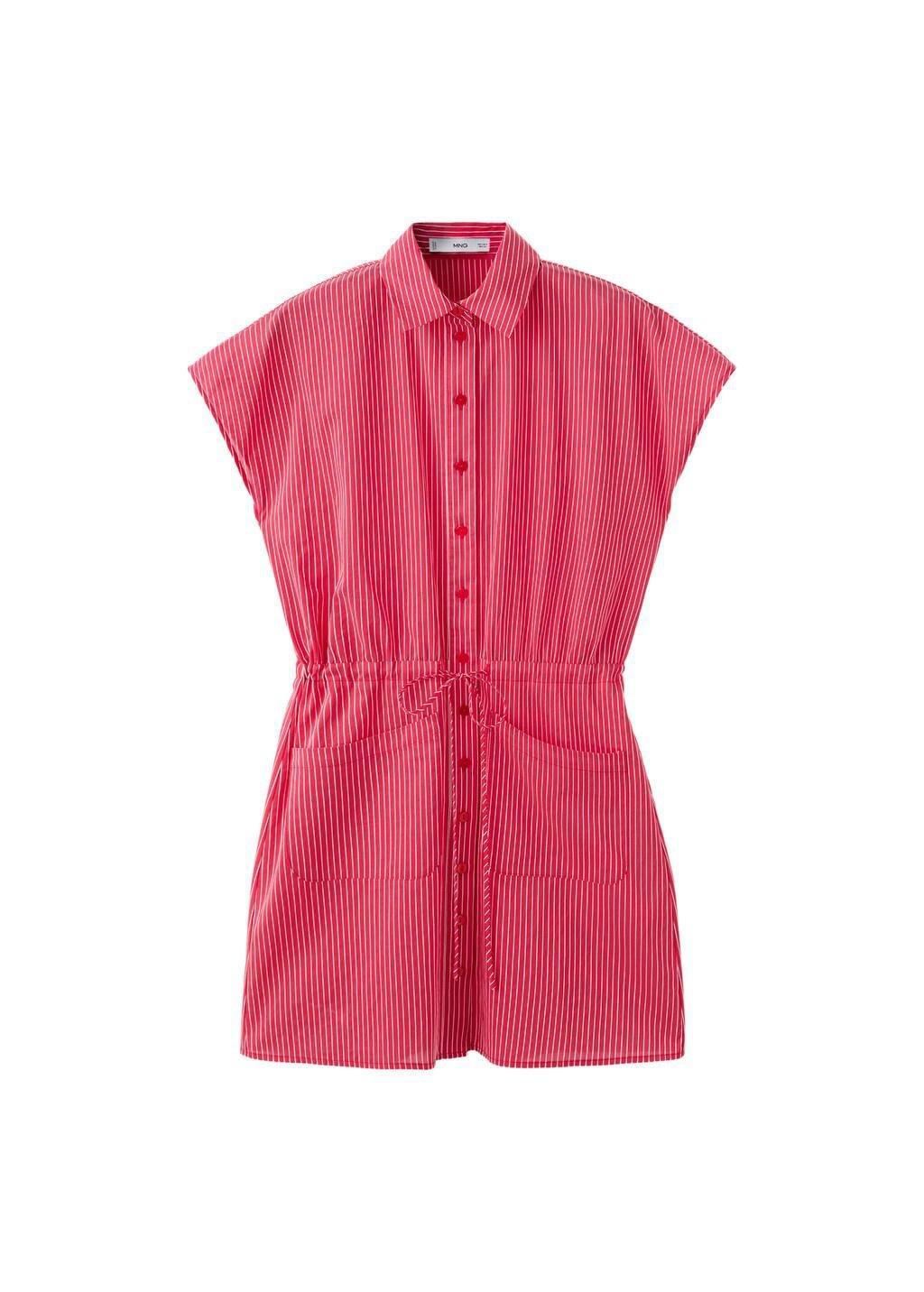 Red Striped Shirt Dress, Red, large image number 5