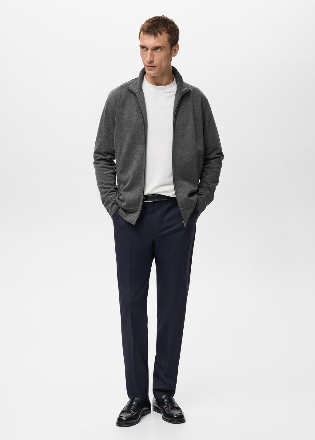 Grey Regular-Fit Zip-Up Hoodie, Dark Grey, large image number 0