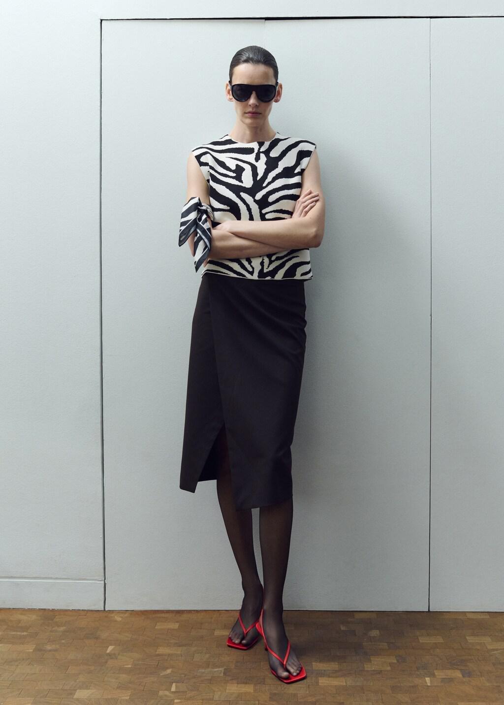 Black Zebra Satin Scarf, 0201_99, large image number 0