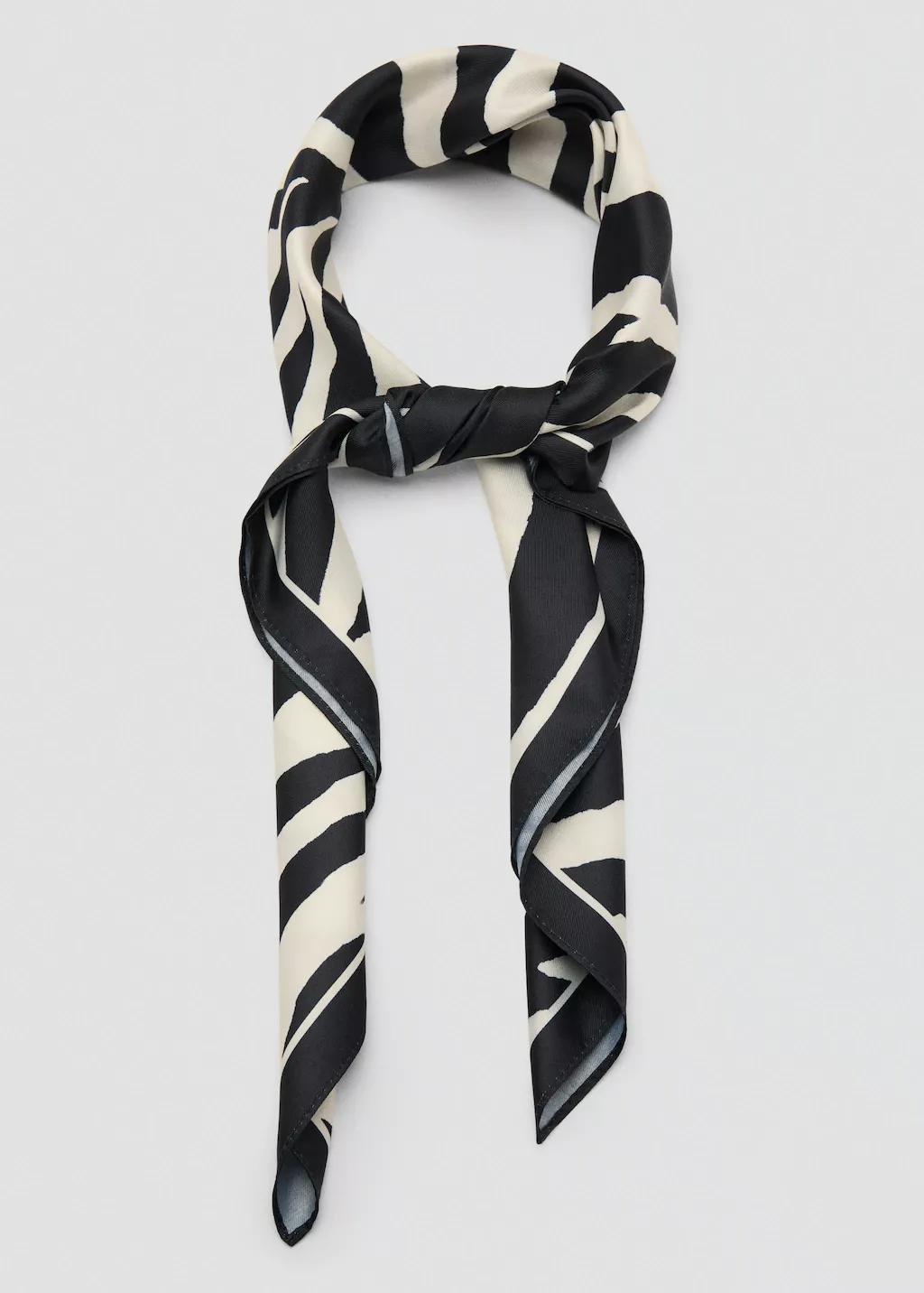 Black Zebra Satin Scarf, 0201_99, medium