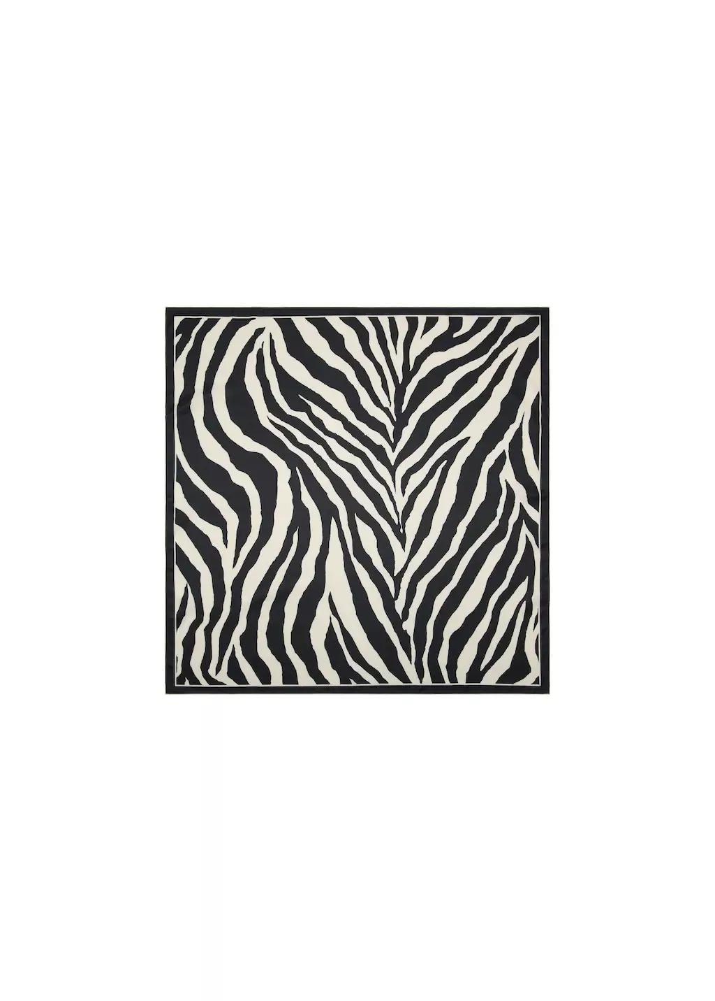 Black Zebra Satin Scarf, 0201_99, large image number 3