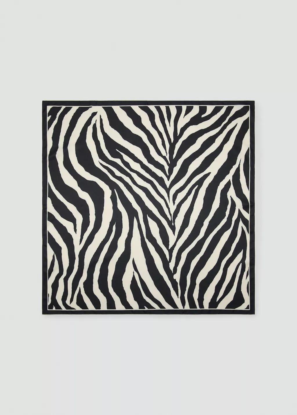 Black Zebra Satin Scarf, 0201_99, large image number 4