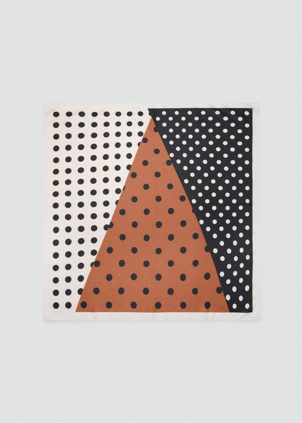 Beige Satin Check-Print Scarf, Light Beige, large image number 3