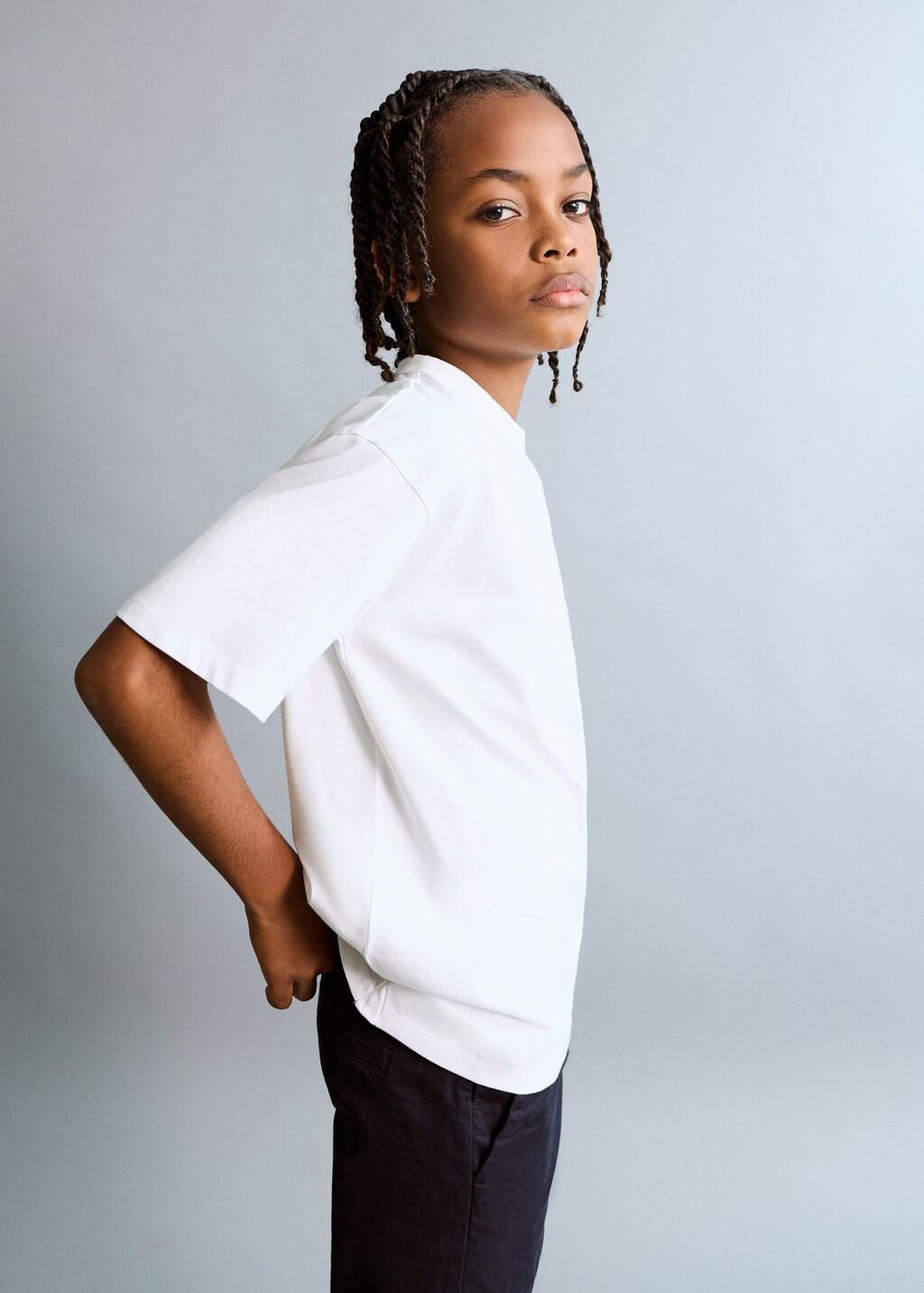 White Cotton T-Shirt With Pocket Detail, Kids Boys, White, large image number 1