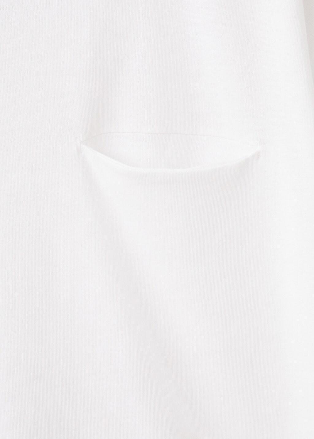 White Cotton T-Shirt With Pocket Detail, Kids Boys, White, large image number 4