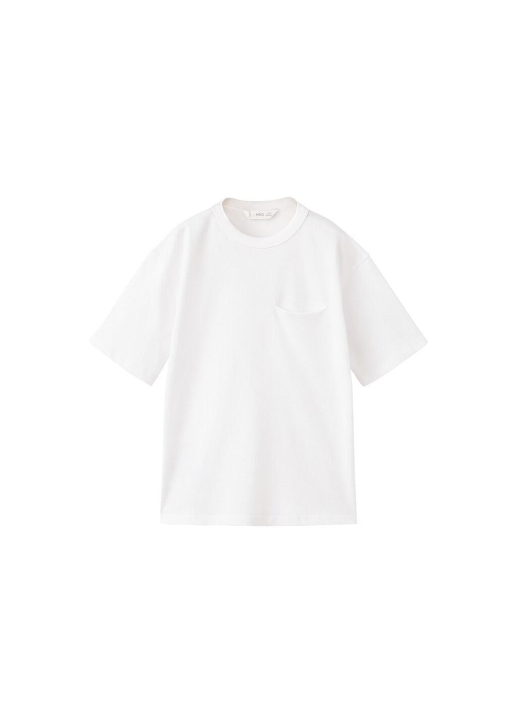 White Cotton T-Shirt With Pocket Detail, Kids Boys, White, large image number 7