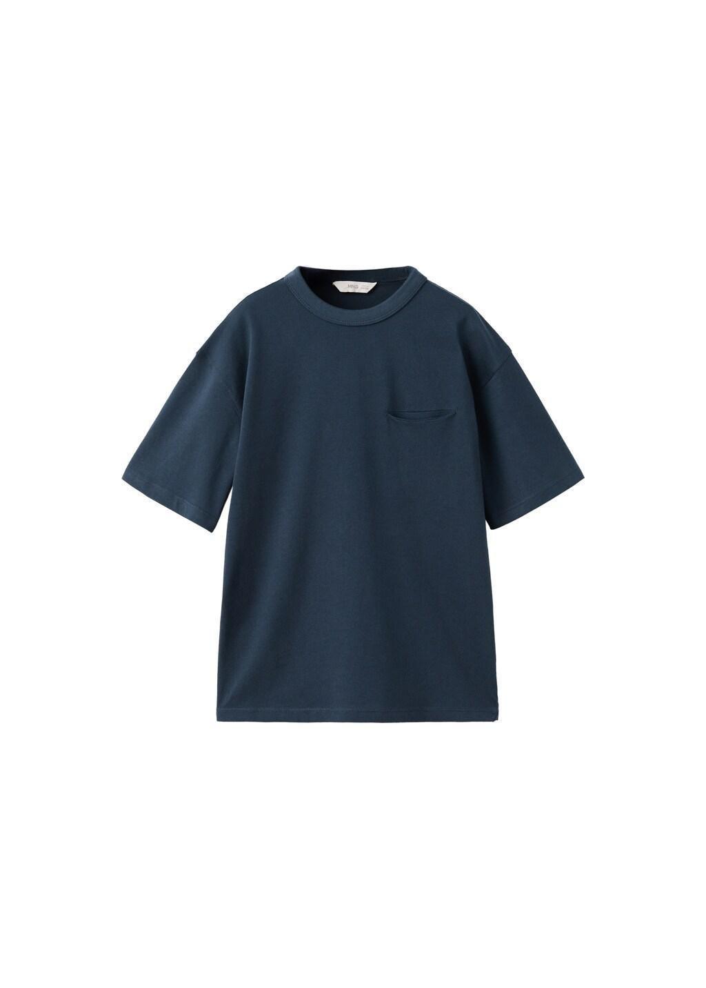 Navy Cotton T-Shirt With Pocket Detail, Kids Boys, Navy, large image number 3