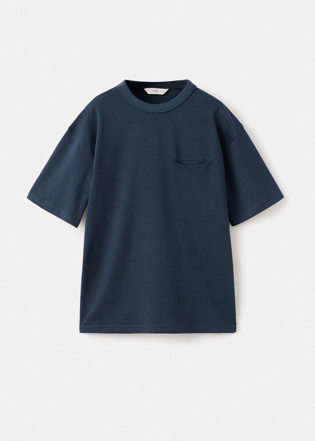Navy Cotton T-Shirt With Pocket Detail, Kids Boys, Navy, large image number 4