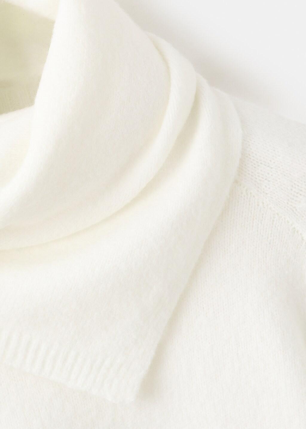 Beige Knitted Sweater With Scarf, Light Beige, large image number 4