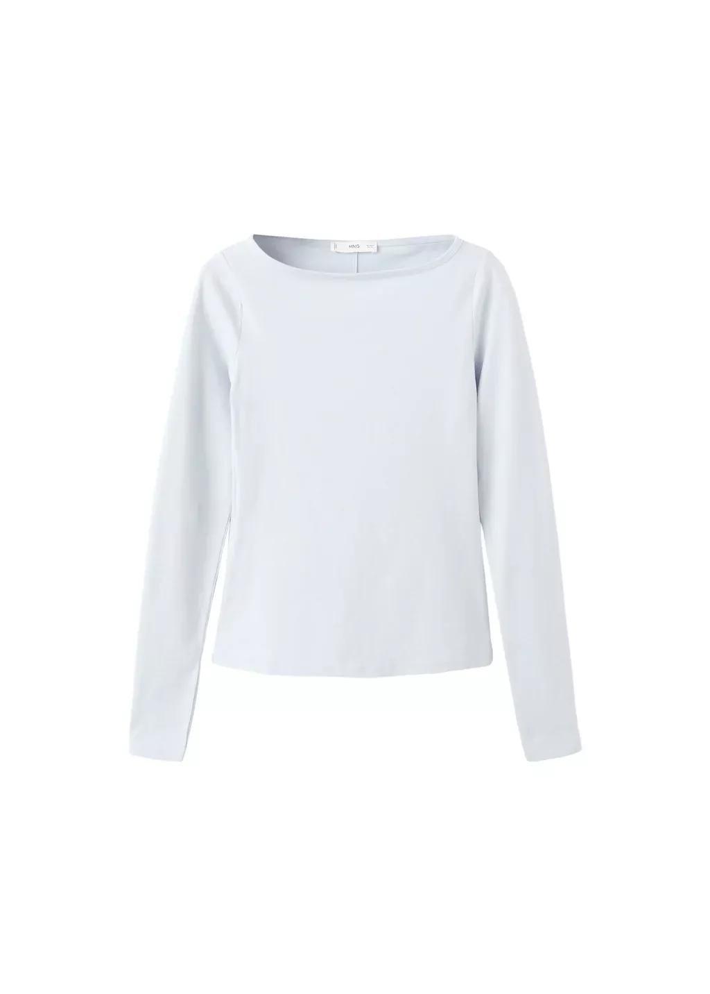Blue Cotton Boat Neck T-Shirt, Light-Pastel Blue, large image number 6