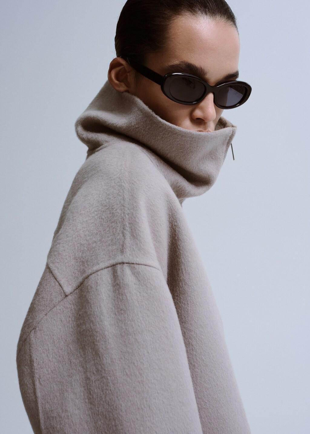 Grey Wool Funnel-Neck Jacket, 0201_92, large image number 4