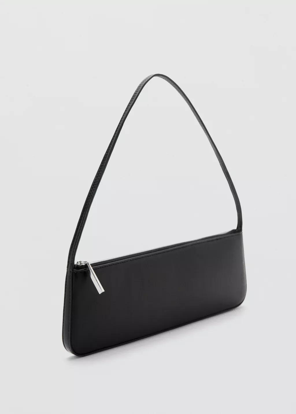 Black Shoulder Bag With Zip, Black, large image number 1