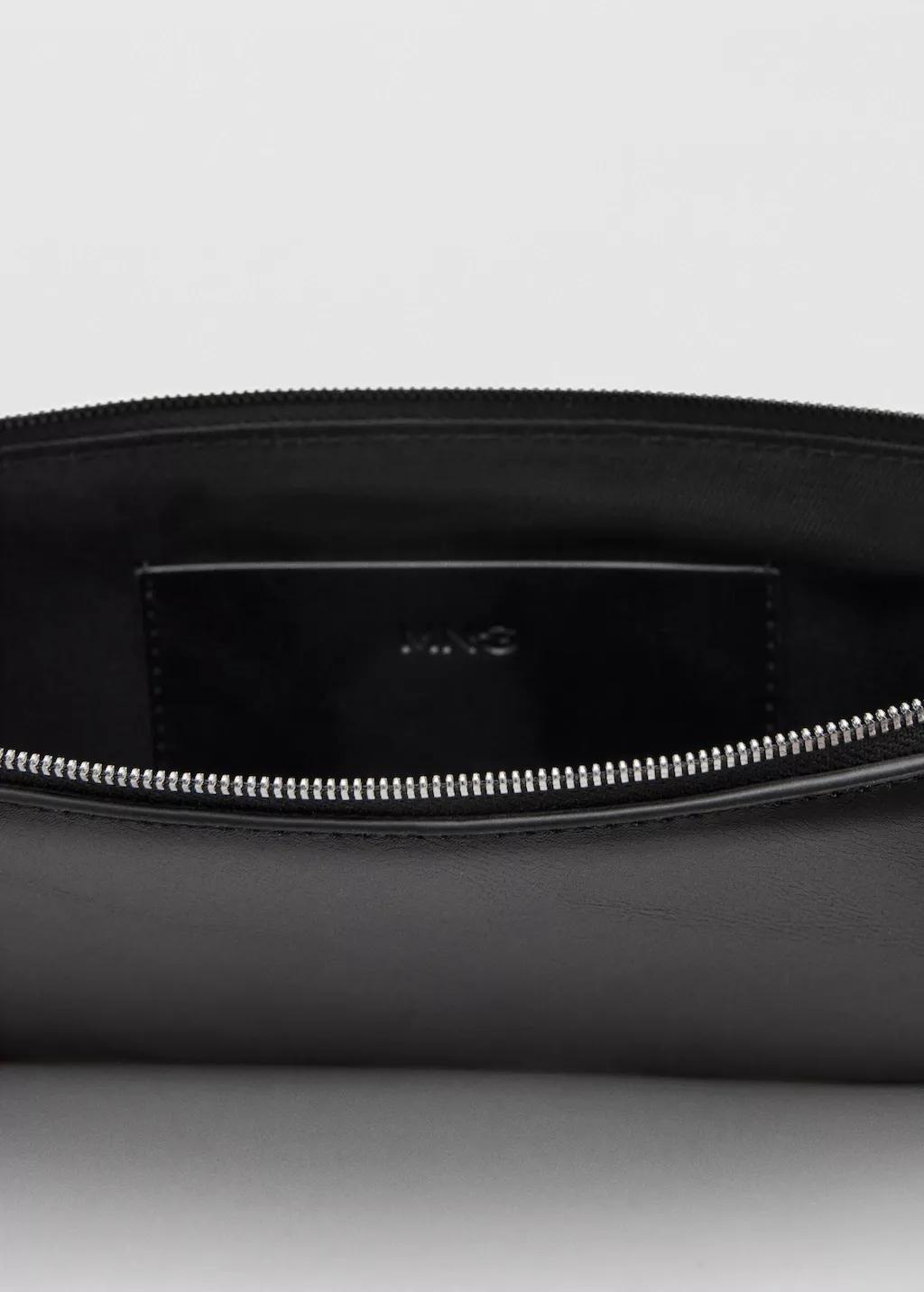 Black Shoulder Bag With Zip, Black, large image number 2