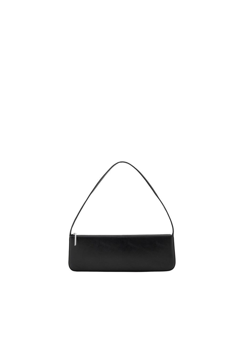 Black Shoulder Bag With Zip, Black, large image number 3
