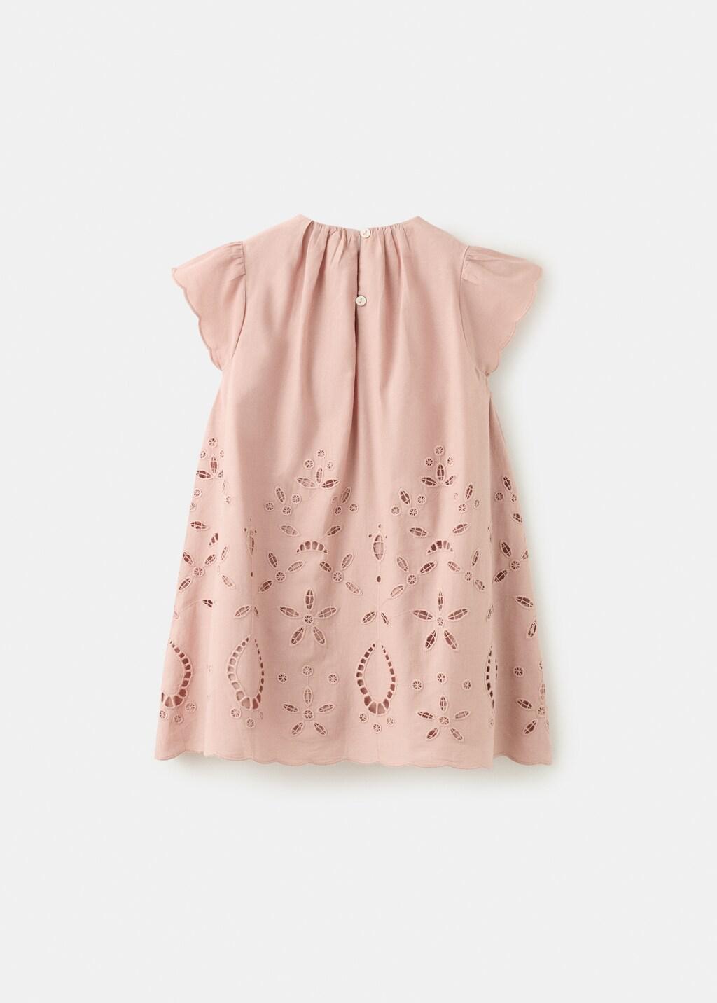 Pink Embroidered Dress With Openwork Details, Baby Girls, Pink, large image number 2