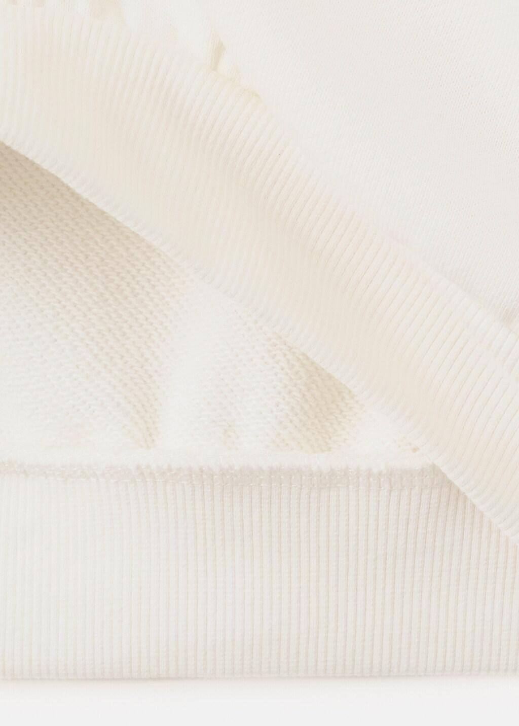 Cream Embroidered Cotton Sweatshirt, Natural White, large image number 2